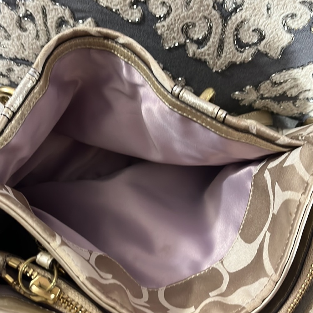 Coach Gold Metallic Colette Signature Canvas Shoulder Bag - Picture 13 of 16